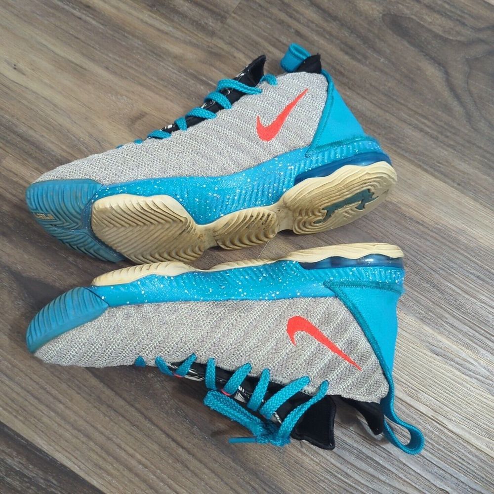 Nike Lebron XVI 16 GS "South Beach" Light Bone Tour Yellow AQ2465-076 Size‎ 6y - Picture 5 of 9